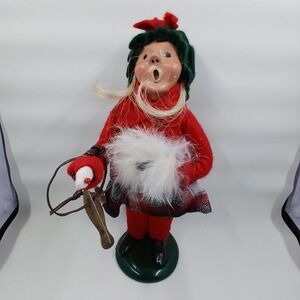 Vintage Byers Choice The Carolers 1988 Girl With Sled Cardinal Figure Christmas